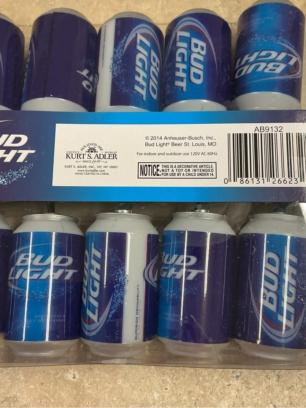 Kurt Adler Bud Light Can String Light Set 2 Boxes 2014 Novelty Christmas Lights